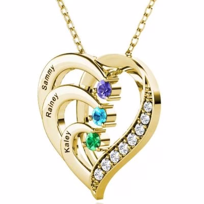 Heart Birthstone Necklaces in 925 Sterling Silver
