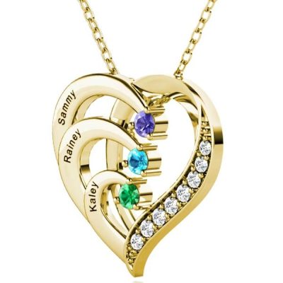 Heart Birthstone Necklaces in 925 Sterling Silver