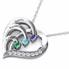 Heart Birthstone Necklaces in 925 Sterling Silver