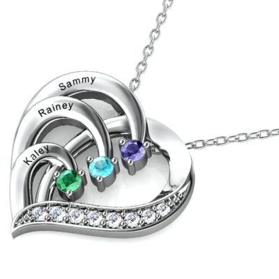 Heart Birthstone Necklaces in 925 Sterling Silver