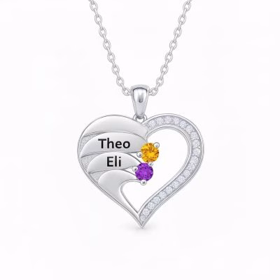 Newest Heart Birthstone Necklaces in 925 Sterling Silver