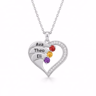 Newest Heart Birthstone Necklaces in 925 Sterling Silver