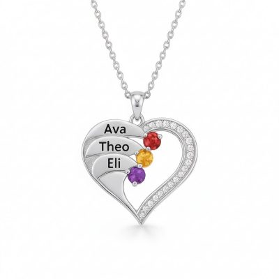 Newest Heart Birthstone Necklaces in 925 Sterling Silver