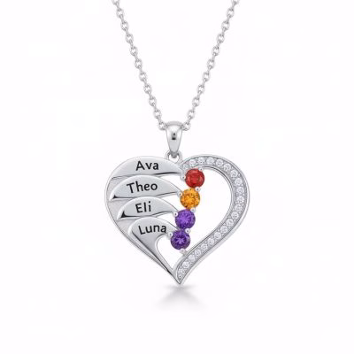Newest Heart Birthstone Necklaces in 925 Sterling Silver