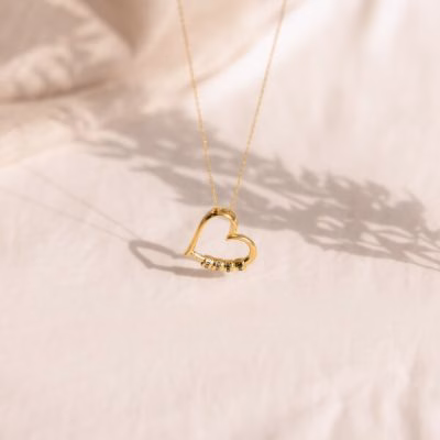 Custom Engraved Heart Pendant Necklace with Beads