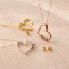Custom Engraved Heart Pendant Necklace with Beads