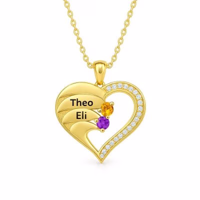 Newest Heart Birthstone Necklaces in 925 Sterling Silver