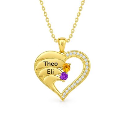 Newest Heart Birthstone Necklaces in 925 Sterling Silver