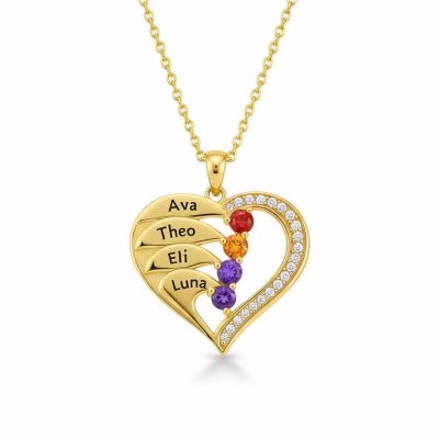 Newest Heart Birthstone Necklaces in 925 Sterling Silver