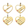 Birthstone Heart Necklace with Engraved Names - Gold Plated