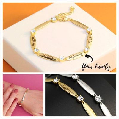 Personalized Diamond Family Name Bar Bracelet