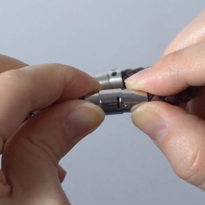 Personalized sterling silver men Single strand thick leather bracelet