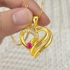 Two Hearts Forever One Necklace with Birthstones