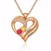 Two Hearts Forever One Necklace with Birthstones
