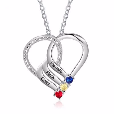 Sterling Silver Necklace 2-6 Names Birthstone Necklace