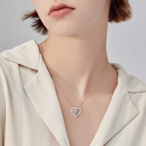 Heart Birthstone Necklaces in 925 Sterling Silver