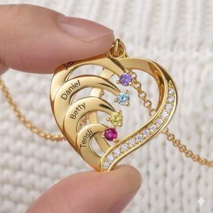 Heart Birthstone Necklaces in 925 Sterling Silver