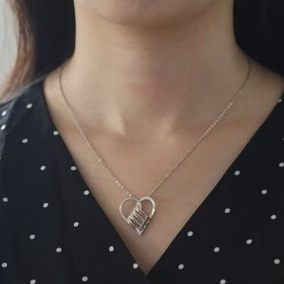 Sterling Silver Necklace 2-6 Names Birthstone Necklace