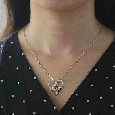 Sterling Silver Necklace 2-6 Names Birthstone Necklace