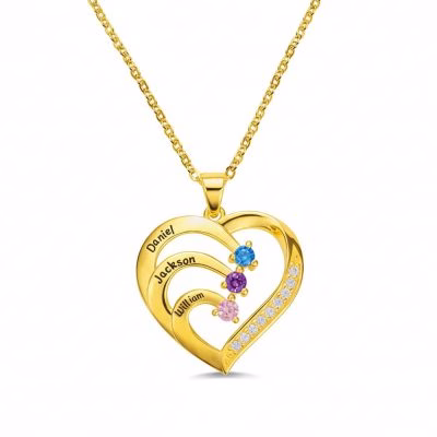 [Hot Sale] 1-6 Names Birthstone Necklace in 925 Sterling Silver