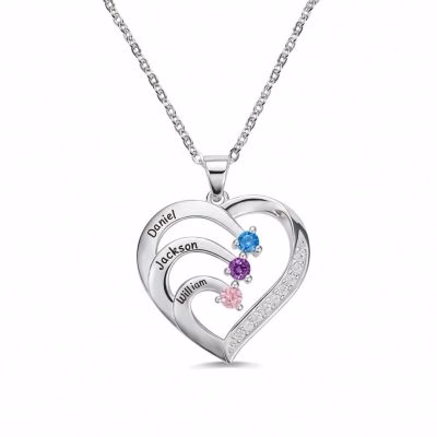 [Hot Sale] 1-6 Names Birthstone Necklace in 925 Sterling Silver