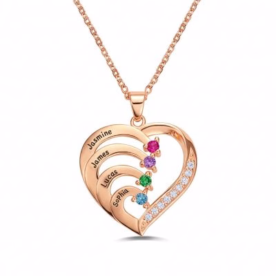 [Hot Sale] 1-6 Names Birthstone Necklace in 925 Sterling Silver