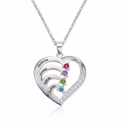 [Hot Sale] 1-6 Names Birthstone Necklace in 925 Sterling Silver