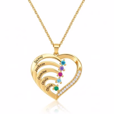 [Hot Sale] 1-6 Names Birthstone Necklace in 925 Sterling Silver