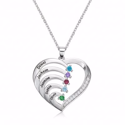 [Hot Sale] 1-6 Names Birthstone Necklace in 925 Sterling Silver