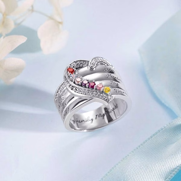 Personalized Multiple Name Ring in Silver