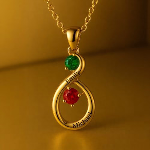 Eternal Bond – Personalized Infinity Birthstone Necklace