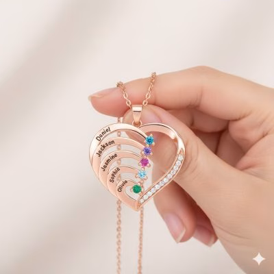 [Hot Sale] 1-6 Names Birthstone Necklace in 925 Sterling Silver