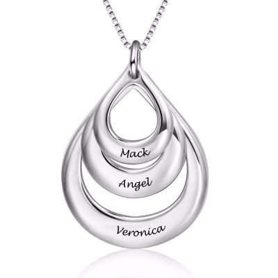 Engraved Drop Shaped Name Necklace