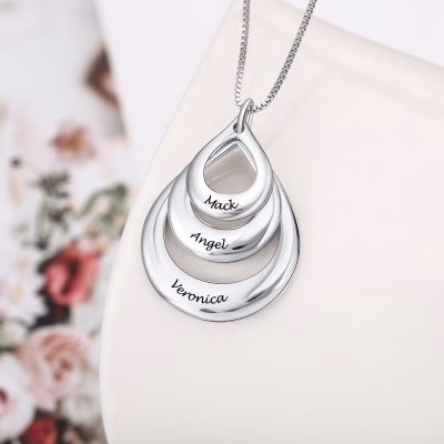 Engraved Drop Shaped Name Necklace