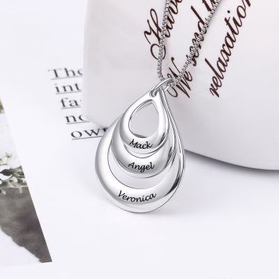 Engraved Drop Shaped Name Necklace