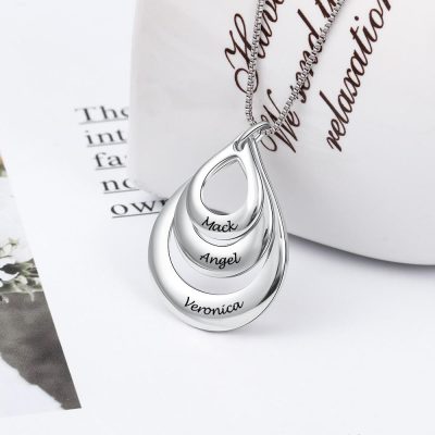 Engraved Drop Shaped Name Necklace