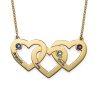 Intertwined Hearts Necklace with Birthstones - Gold Plated