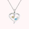 Love Heart Necklace with Double Names & Birthstones