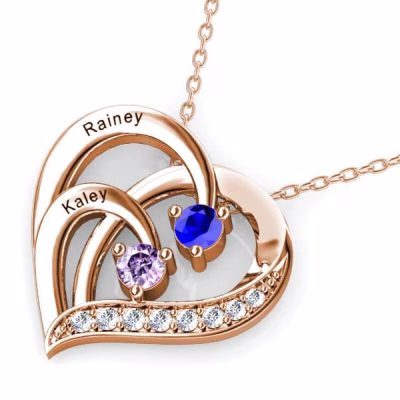 Heart Birthstone Necklaces in 925 Sterling Silver
