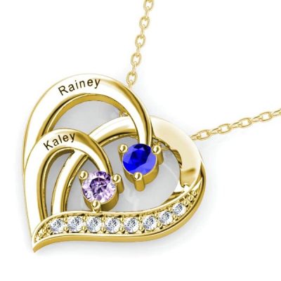 Heart Birthstone Necklaces in 925 Sterling Silver