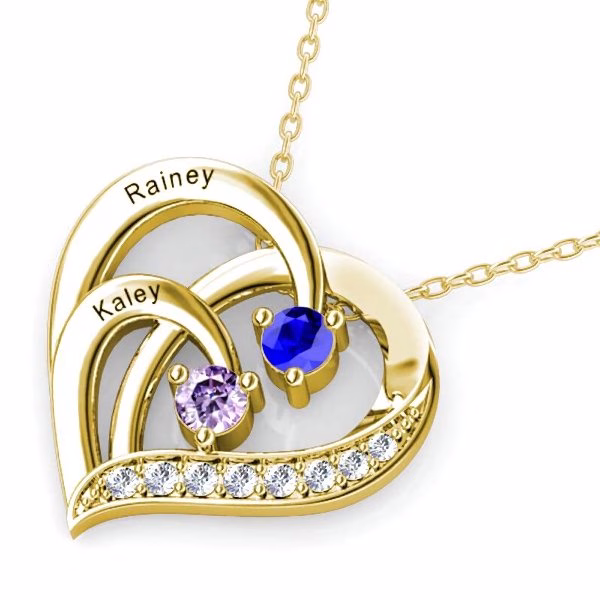 Heart Birthstone Necklaces in 925 Sterling Silver