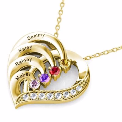 Heart Birthstone Necklaces in 925 Sterling Silver