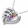Heart Birthstone Necklaces in 925 Sterling Silver