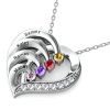 Heart Birthstone Necklaces in 925 Sterling Silver