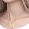 Heart Engraved Necklace with Custom Birthstone Family Gift 14K Gold Plated