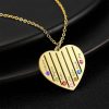 Heart Engraved Necklace with Custom Birthstone Family Gift 14K Gold Plated