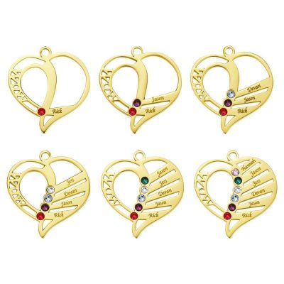 Personalized carved mother birthstone necklace Gold Plating