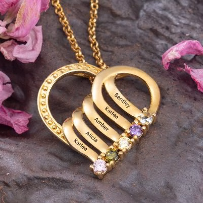 Sterling Silver Necklace 2-6 Names Birthstone Necklace