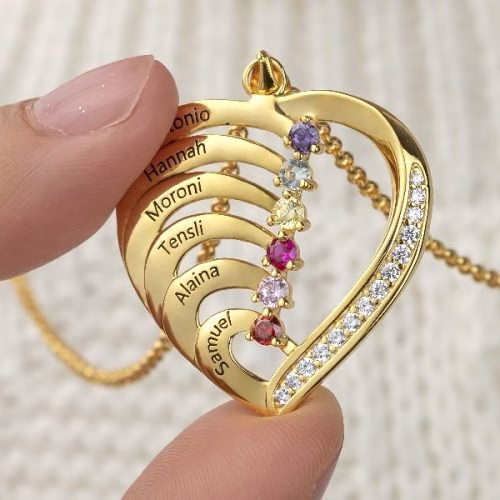 [Hot Sale] 1-6 Names Birthstone Necklace in 925 Sterling Silver