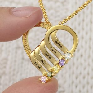 Sterling Silver Necklace 2-6 Names Birthstone Necklace